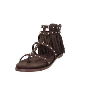 Sandales basses pour femmes, marron, talon de 2 cm, taille 40, détail franges, style plat - Product Image 5