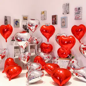 18inch Pure Color Balloons Love Red Heart Balloon Aluminum Foil Ballons For Wedding Valentine's Day Love Decoration Globos
