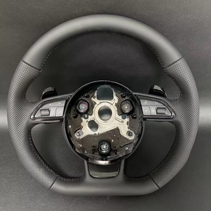 Volante Deportivo de Cuero Completamente Perforado con Base Plana, Apto para Audi <span class=keywords><strong>A1</strong></span> A3 A4 A5 A6 A7 Q3 Q5 Q7 S3 S8 B8 R8 - Product Image 1