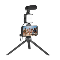 Video siaran langsung potret fotografi LED, Kit lampu Vlog termasuk lampu Led, Tripod dudukan telepon mikrofon