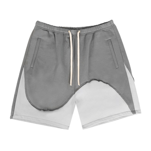 Fabricants de shorts unis d'été en gros personnalisés Shorts en coton vieilli à longues bretelles Hommes French Terry Boxer Patchwork Shorts - Product Image 4