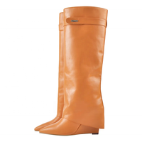 Bottes hautes pour femmes, nouvelle conception d'usine, saison automne 2021, chaussures à talons compensés, petit MOQ, prix de gros