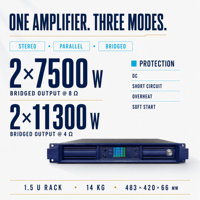 Amplificateur de puissance 4 canaux GaN Classe D 25000W 3700W Montage en rack 1.5U pour concerts, tournées, sonorisation en direct pour stades / arènes / théâtres