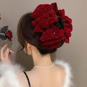 Nuevo Diseño, Pinza de Pelo Grande de Terciopelo con Gypsophila, Elegante Pinza de Pelo con Lazo de Burbujas, Accesorio de Pelo de Alta Calidad para Mujer - Product Image 1