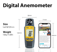Anémomètre numérique portable VA8020 – Testeur de vitesse du vent et de débit d'air (CFM) pour CVC, mesure de la température des drones de tournage, arrêt automatique