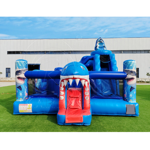 Castello Gonfiabile Personalizzato Certificato CE a Tema Squalo Oceanico con Scivolo, Garanzia di 3 Anni, <span class=keywords><strong>Intrattenimento</strong></span> per Bambini all'Aperto - Product Image 4