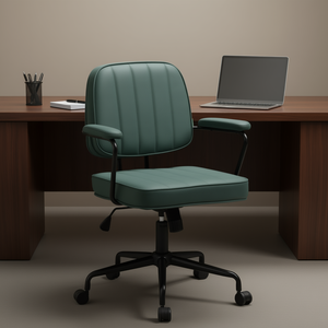 Chaise de bureau ergonomique en microfibre verte pivotante réglable en hauteur et inclinable pour usage professionnel - Product Image 2