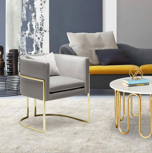 Chaise de manucure en forme de U Chaise à pain de luxe légère Chaise de canapé simple de maquillage <span class=keywords><strong>Fauteuil</strong></span> en velours avec pieds dorés pour le salon - Product Image 3