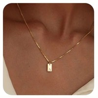 Collar con Letra de Acero Inoxidable Chapado en Oro de 18K, Collares con Iniciales de Nombre en Oro, Collar con Colgante de Iniciales Personalizadas para Mujer