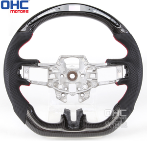 Volante Personalizado Compatible con <span class=keywords><strong>Ford</strong></span> <span class=keywords><strong>Mustang</strong></span> Ecoboost <span class=keywords><strong>Shelby</strong></span> Gt500 2012 2018, Volante de Fibra de Carbono Real con LED RPM - Product Image 2