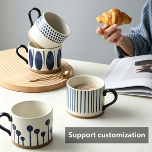 Nordic Porcelain Coffee Mug Ceramic <b>Cup</b> Blue Pattern Handle <b>Cup</b> for Home Office Gift - Product Image 3