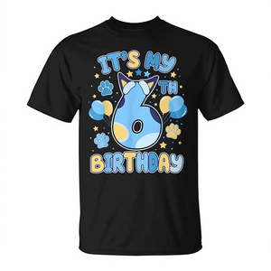 Camiseta para fiesta temática de perros azules para niños de 6 años, 6.º cumpleaños - Product Image 2