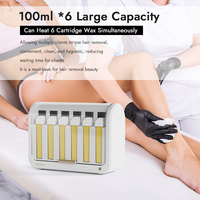 Calentador de Cartuchos de Cera Profesional 6 en 1 de 600 ml, Máquina de Rodillos de Cera de Calentamiento Rápido para Salón de Belleza y Spa