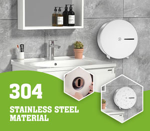 FANDA – Distributeur mural de papier toilette double rouleau géant 9 po, en acier inoxydable 304 brossé, design moderne et écologique - Product Image 4