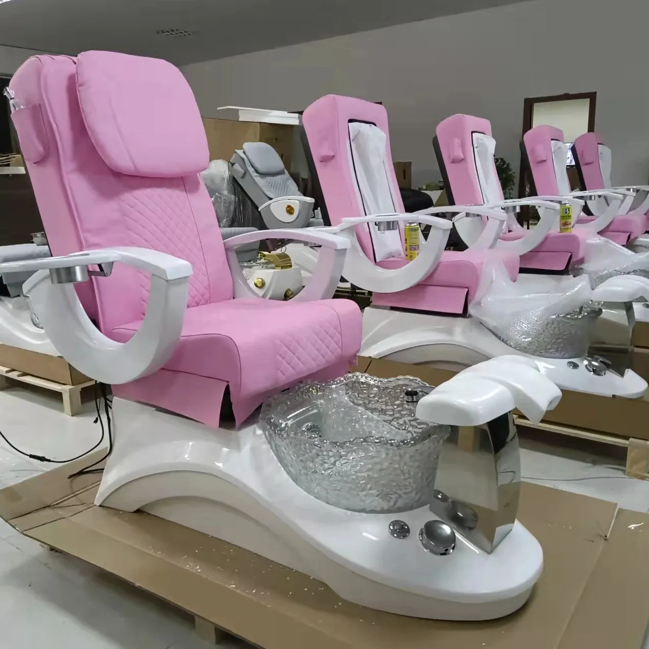 Metal spa pedicure chair luxury high-end pedicure pink premium chair pedicure chair 2024