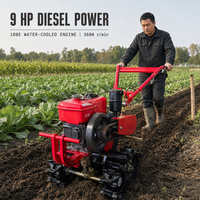 آلة حرث التربة المحمولة 180E/9HP بمحرك ديزل مبرد بالماء وجنزير مزدوج، مثالية للمزارع والحدائق.