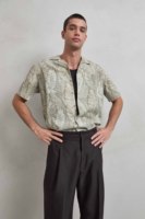 Chemise décontractée pour homme Imperio, style hawaïen, imprimé feuilles de palmier, manches courtes, été