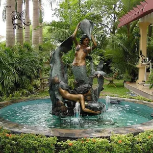 BLVE Garten dekoration im Freien Großer Bronze Meerjungfrau Statue Brunnen mit Wasser pool