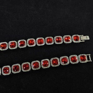 2024 ההיפ הופ החדש שרשרת רובי מרובע גברים סביב piplum rhinestone אופנה שרשרת הקובה נשים - Product Image 6