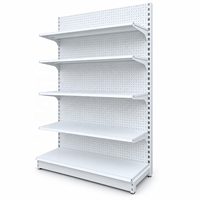 Étagère murale métallique robuste à panneau perforé simple face pour supermarché, gondole, présentoir de magasin d'alimentation, unité de présentation ajustable pour la vente au détail