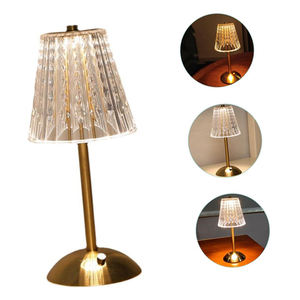 无绳旁灯充电电池3色无级可调光发光二极管触摸控制便携式水晶金金属台灯 - Product Image 2