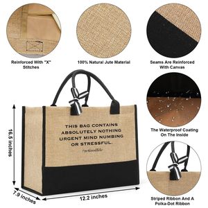 Tùy Chỉnh Trống Tự Làm Mua Sắm Đám Cưới Biểu Tượng Tùy Chỉnh Thư Mô Hình Đay Hessian Vải Bố Món Quà Bao Bì Lớn Tùy Chỉnh Màu Sắc Tote Túi - Product Image 2