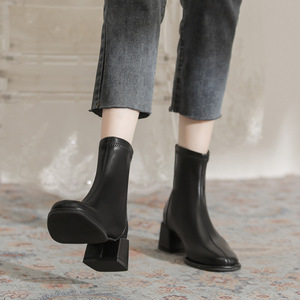 Botines de Plataforma para Mujer, Invierno, Hechos a Medida, de Alta Calidad, Cómodos, de Cuero PU, Impermeables, con Cremallera Lateral y Tacón de Aguja - Product Image 4