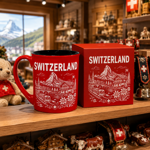Souvenir de Suisse, Europe, Tasse à café en porcelaine fine de 11 oz, motif <span class=keywords><strong>Edelweiss</strong></span> et train alpin, personnalisable OEM ODM - Product Image 2