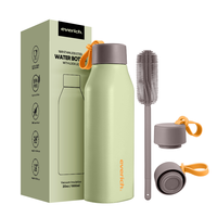 Everich OEM Bouteille d'eau carrée de 20oz en acier inoxydable avec poignée en silicone | Garde au froid 24H et au chaud 12H