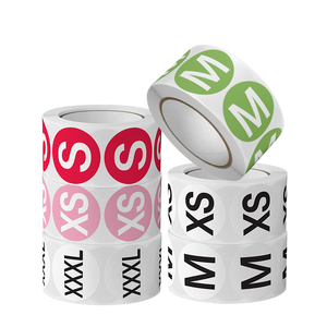Etiquetas Adhesivas de Tallas para Ropa con Dibujos Animados, Venta al Por Mayor de Fábrica, Colores CMYK, Formas Personalizadas para Zapatos y Gorras, Papel Recubierto, Adhesivo Fuerte - Product Image 1