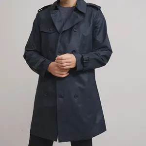 черный удлиненный верхней одежды с хлопковой подкладкой: куртка Suppliers-Новое модное осеннее пальто с индивидуальным логотипом, мужские мягкие пальто с поясом