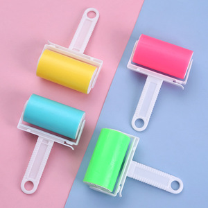 Lint Roller With Lid Washable Clothes Lint Remover Hair Removal Device Yellow Green Blue Pink - Product Image 1