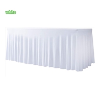 Jupe de table jetable extensible non tissée moderne pour la vente en gros, facile à installer, pour tables carrées de 4, 6 et 8 pieds, pour banquets et usage domestique, servant également de nappe et de jupe de table.