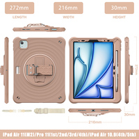 Pour iPad Air 11 2024 dragonne réglable béquille rotative étui en silicone pour tablette avec bandoulière
