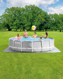 <span class=keywords><strong>INTEX</strong></span> 26720 Piscine extérieure hors sol familiale en PVC avec cadre en acier inoxydable et couvercle Design à <span class=keywords><strong>prisme</strong></span> rond - Product Image 4