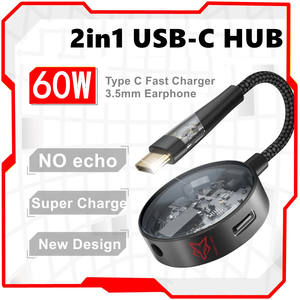 Type-C อะแดปเตอร์เสียง USB C <span class=keywords><strong>HUB</strong></span> 60W 3.5mm หูฟังสำหรับ iPad Android <span class=keywords><strong>Xiaomi</strong></span> Huawei โทรศัพท์ซัมซุง - Product Image 2