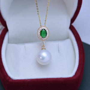 Collier pendentif en forme de gourde en perle d'eau douce ronde de 11-12 mm, forte luminosité, faible défaut, argent S925 pour femmes - Product Image 1