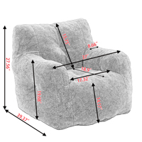 Fauteuil pouf extensible en tissu Teddy bleu foncé de style moderne et en mousse à mémoire de forme avec housse amovible, doux et confortable