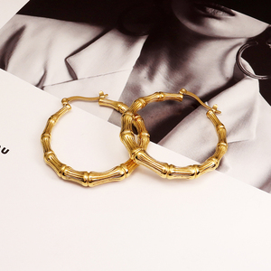 Custom Bamboo <strong>Earrings</strong> Big Large Hoop <strong>Earrings</strong> Hip Hop Women Personalized <strong>Infinity</strong> <strong>Earring</strong> Stainless Steel Fine Jewelry Gift - Product Image 5