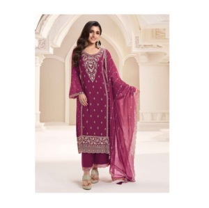 Venta al por mayor de Salwar kameez de seda con bordado traje pakistaní de trabajo con Dupatta para ocasiones festivas de proveedor indio - Product Image 1