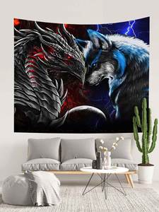 Мягкий фланелевый гобелен с изображением диких животных: волк/тигр, настенное украшение для дома - Product Image 4