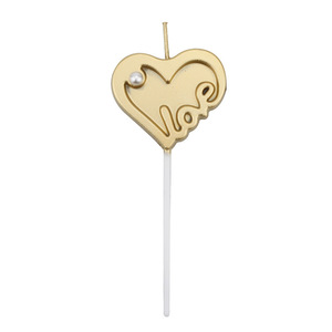 Valentine's Day Heart-Shaped Gold Love Cake Topper Pearl Decor Small Indoor Use - Product Image 4