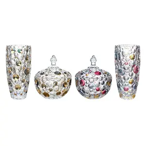 彩色珠子圆点杯新设计圆筒花瓶透明玻璃花瓶高玻璃花瓶花卉现货