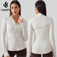 Veste HONFIT OEM de haute qualité pour femmes, pour la course à pied en extérieur, pour l'automne et l'hiver, vestes de sport en spandex et yoga en nylon pour femmes, vente à chaud