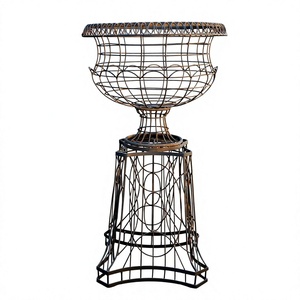 French Country Curved Base <b>Wire</b> Frame Cast Iron Urns Garden Planter with Column for Indoor & Outdoor Decor Latest Design - Product Image 1