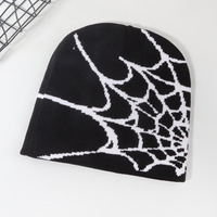 Gorros de Punto Acrílicos Personalizados al por Mayor, Gorros de Invierno Cálidos para Mujer, Gorro Jacquard con Diseño de Telaraña, Gorro con Logotipo Personalizado