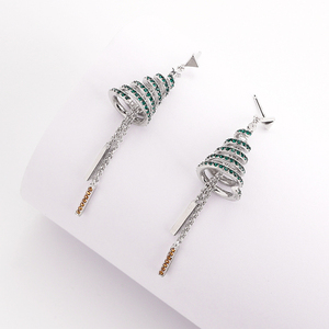 Pendientes delicados Vintage <span class=keywords><strong>de</strong></span> <span class=keywords><strong>Plata</strong></span> <span class=keywords><strong>de</strong></span> Ley 925 para mujer, diseño largo <span class=keywords><strong>de</strong></span> Aro y gota chapado en oro - Product Image 3