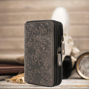 Unisex Genuine Leather Slim Long Zipper Clutch <b>Wallet</b> Vintage Style Daily Use Cash & <b>Card</b> Storage Customizable Size Logo - Product Image 2