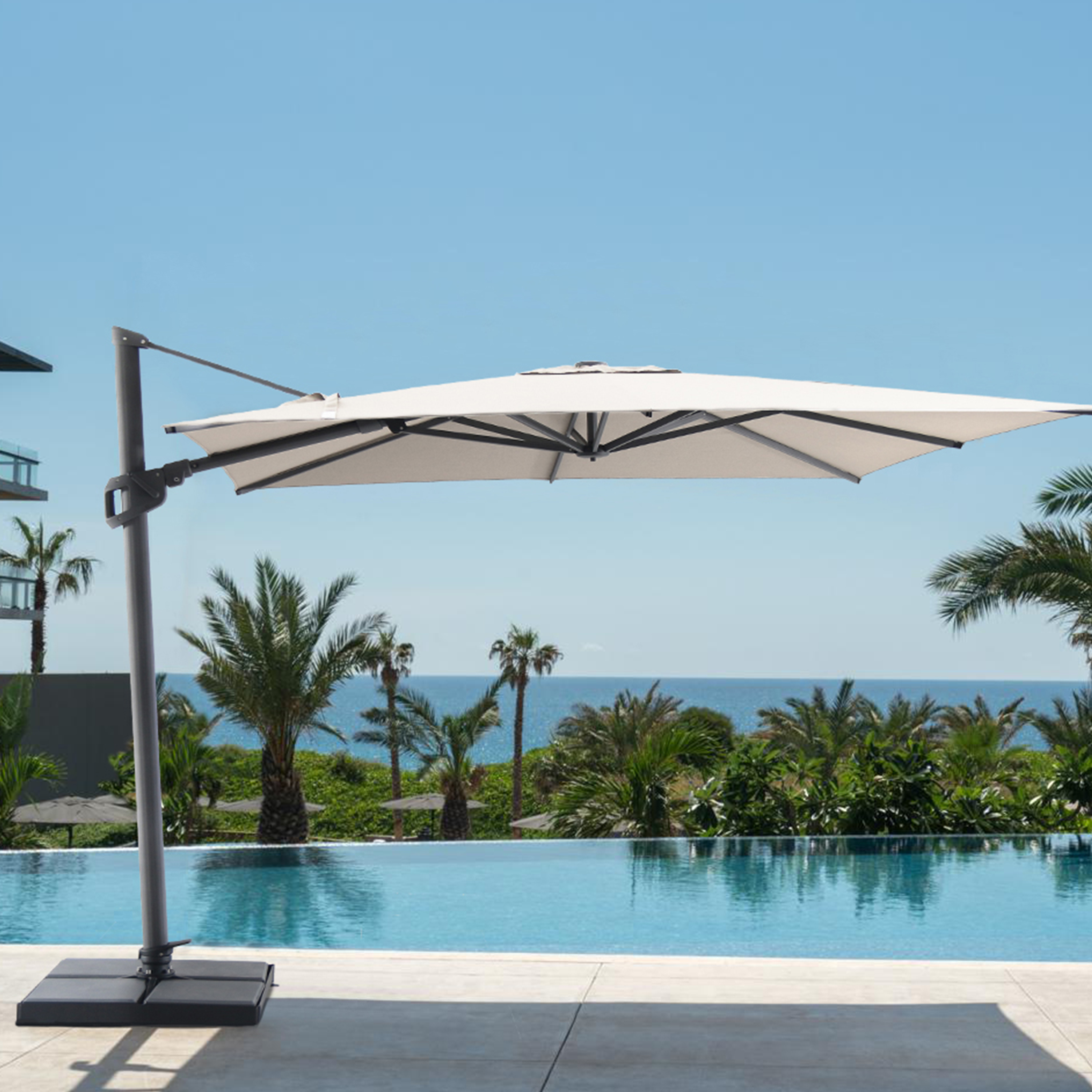 Wesunny, зонтик для сада, алюминиевый большой Солнечный светодиодный светильник, консольный коммерческий роскошный уличный зонтик от солнца