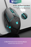 SUNSONNY S-M4S Souris de jeu filaire avec capteur A704F, 7200DPI, 4 vitesses réglables, 6 touches programmables, 10M clics pour PC portable